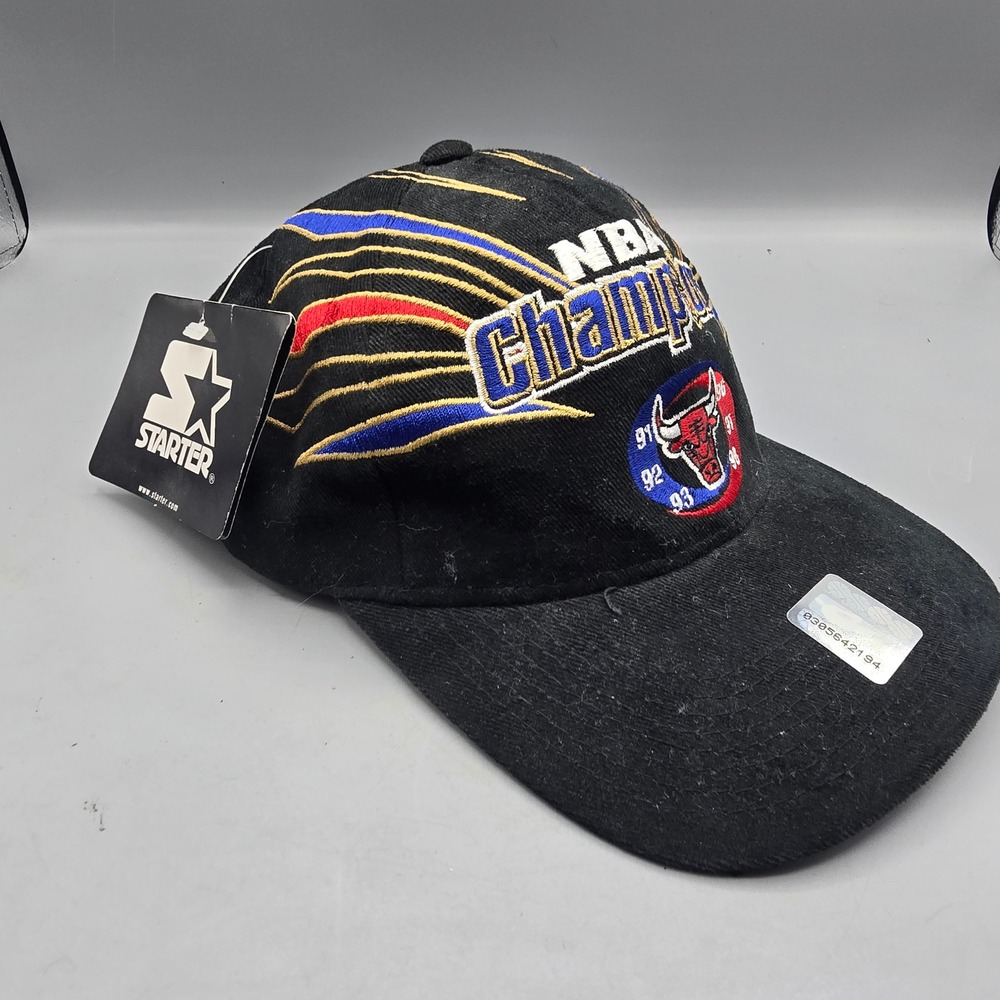 Starter Chicago Bulls NBA Champions Locker Room Hat Black Vintage 90s New Tags